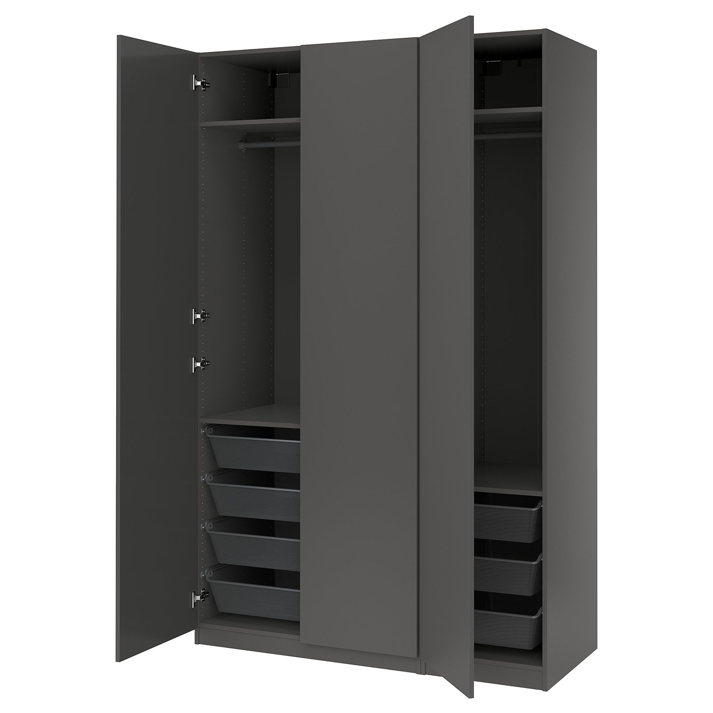 PAX / FORSAND wardrobe combination, dark gray/dark gray, 59x235
