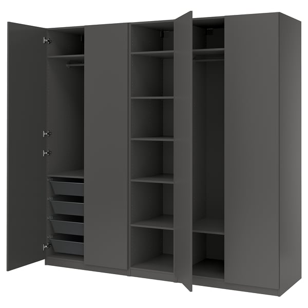 PAX / FORSAND Wardrobe combination, dark gray/dark gray, 98 3/8x23 5/8x93 1/8 "