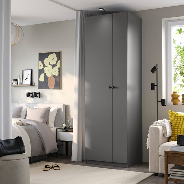 PAX / FORSAND Wardrobe combination, dark gray/dark gray, 29 1/2x23 5/8x93 1/8 "