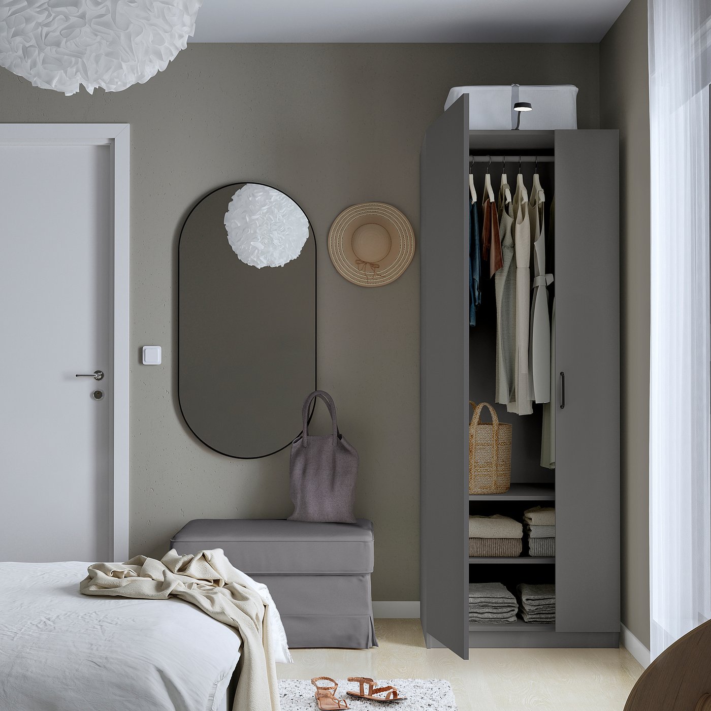 Wardrobe combination, dark gray/dark gray 5