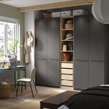 PAX / FORSAND Wardrobe combination, dark gray gray-beige/dark gray, 98 3/8x23 5/8x93 1/8 "