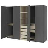 PAX / FORSAND Wardrobe combination, dark gray gray-beige/dark gray, 98 3/8x23 5/8x79 1/4 "
