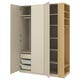 PAX / FORSAND Wardrobe combination, gray-beige gray-beige/oak effect, 66 7/8x23 5/8x93 1/8 "
