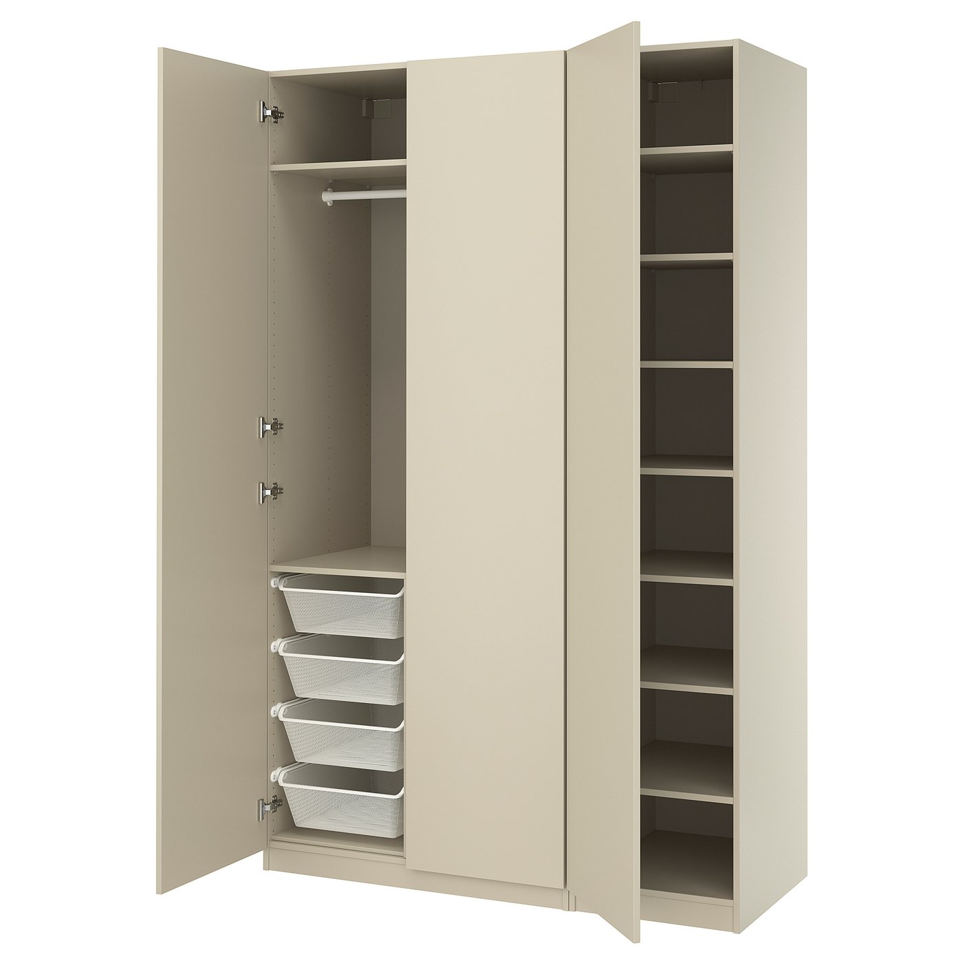 PAX / FORSAND wardrobe combination, gray-beige/gray-beige, 59x235