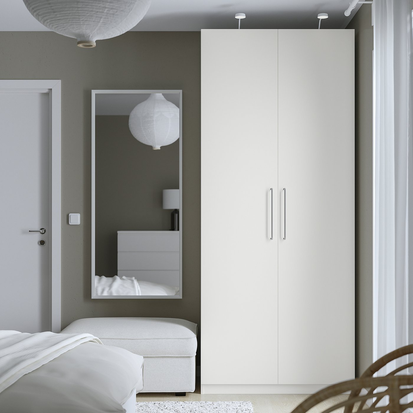 PAX / FORSAND wardrobe combination, white/white, 393/8x235/8x931/8