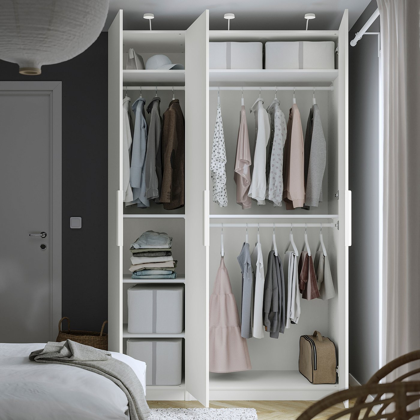 PAX / FORSAND wardrobe combination, white/white, 59x235/8x931/8