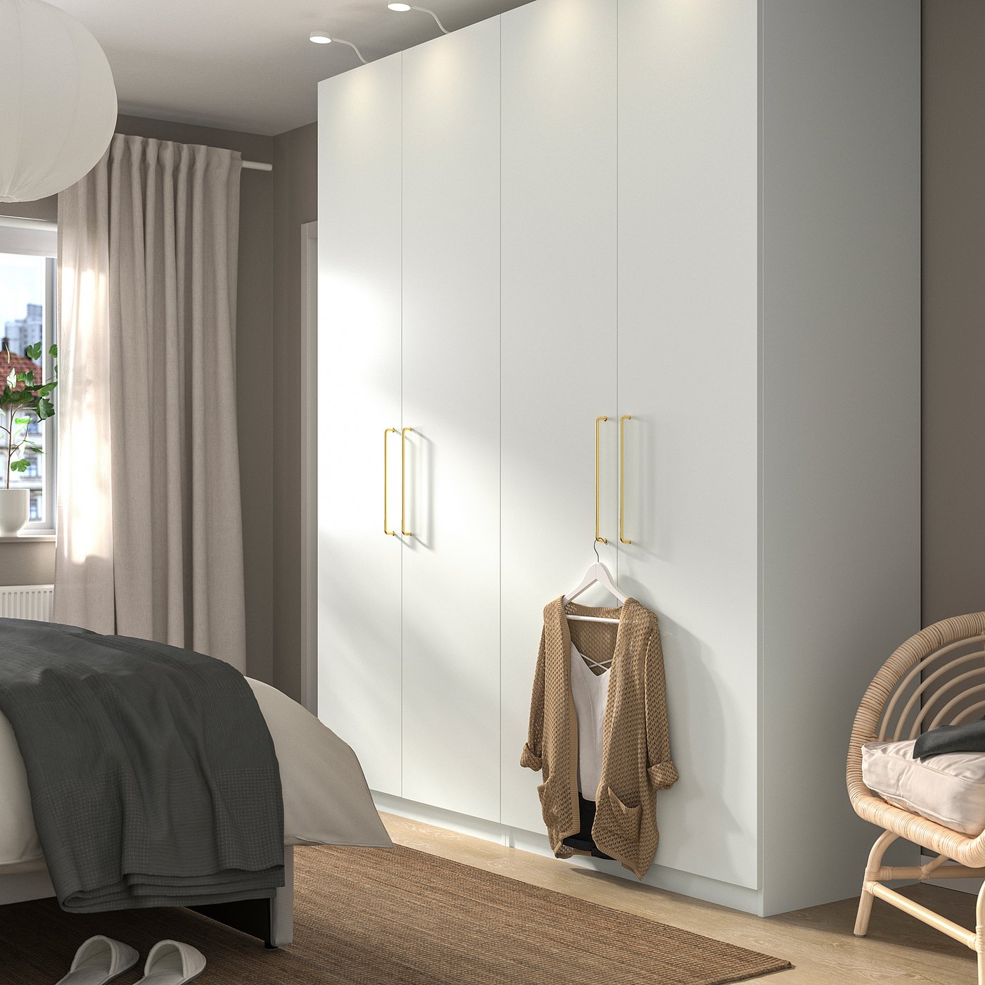pax 扉 PAX / MISTUDDEN wardrobe combination, white/gray patterned