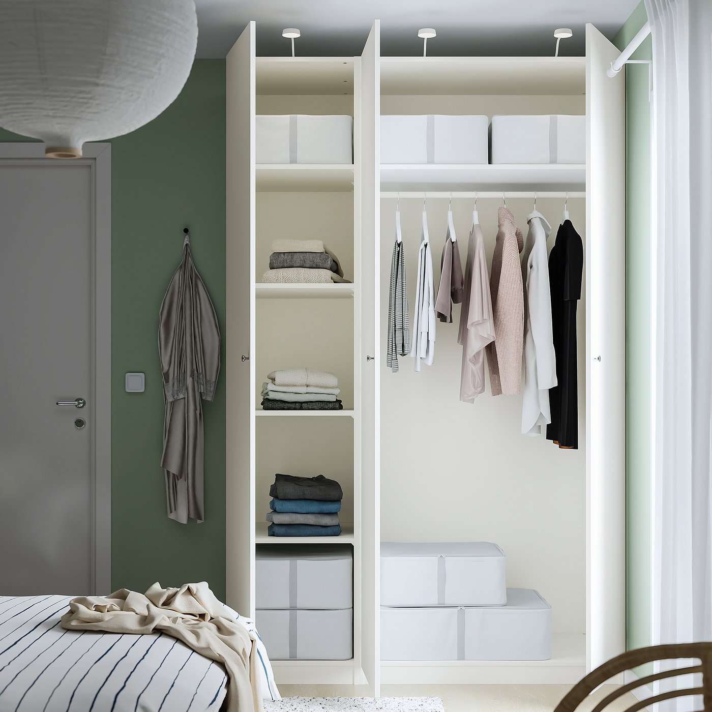 PAX / FORSAND wardrobe combination, white/white, 59x235/8x931/8
