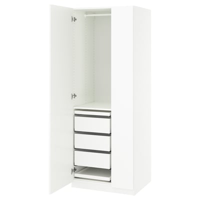 PAX / FORSAND Wardrobe combination, white/white, 29 1/2x23 5/8x79 1/4 "