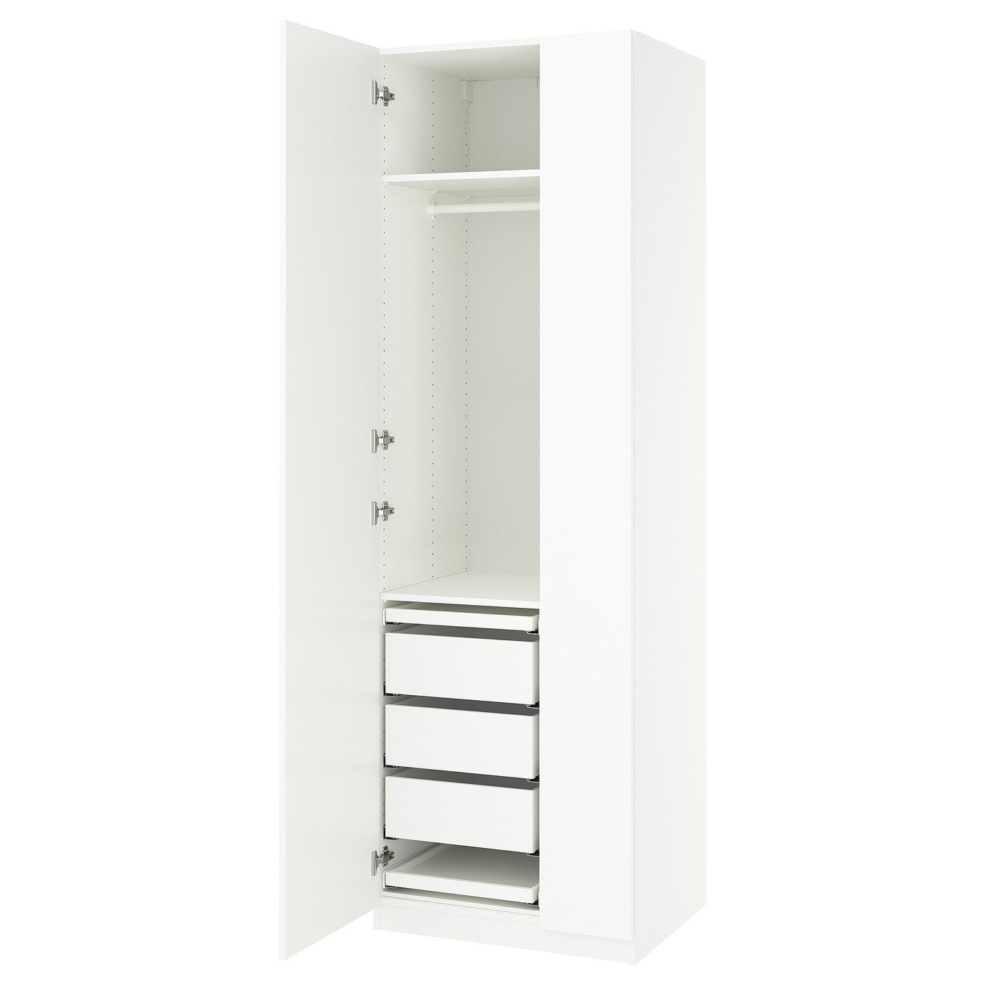 PAX / FORSAND wardrobe combination, white/white, 291/2x235
