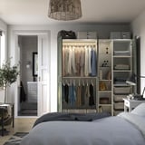 PAX / GRIMO Wardrobe combination, white gray-green/white, 72 7/8x23 5/8x79 1/4 "