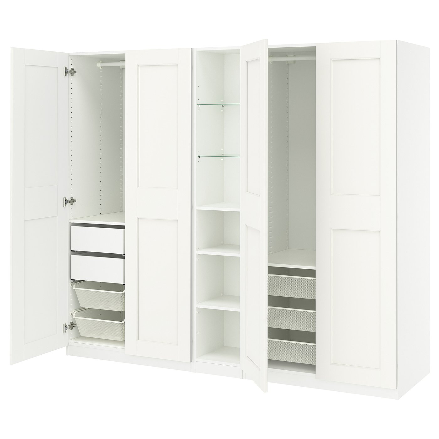 PAX / FORSAND wardrobe combination, white/white, 983/8x235/8x931/8