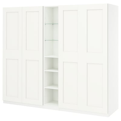 PAX / GRIMO Wardrobe combination, white white/white, 92 1/2x23 5/8x79 1/4 "
