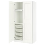 PAX / GRIMO Wardrobe combination, white/white, 39 3/8x23 5/8x79 1/4 "