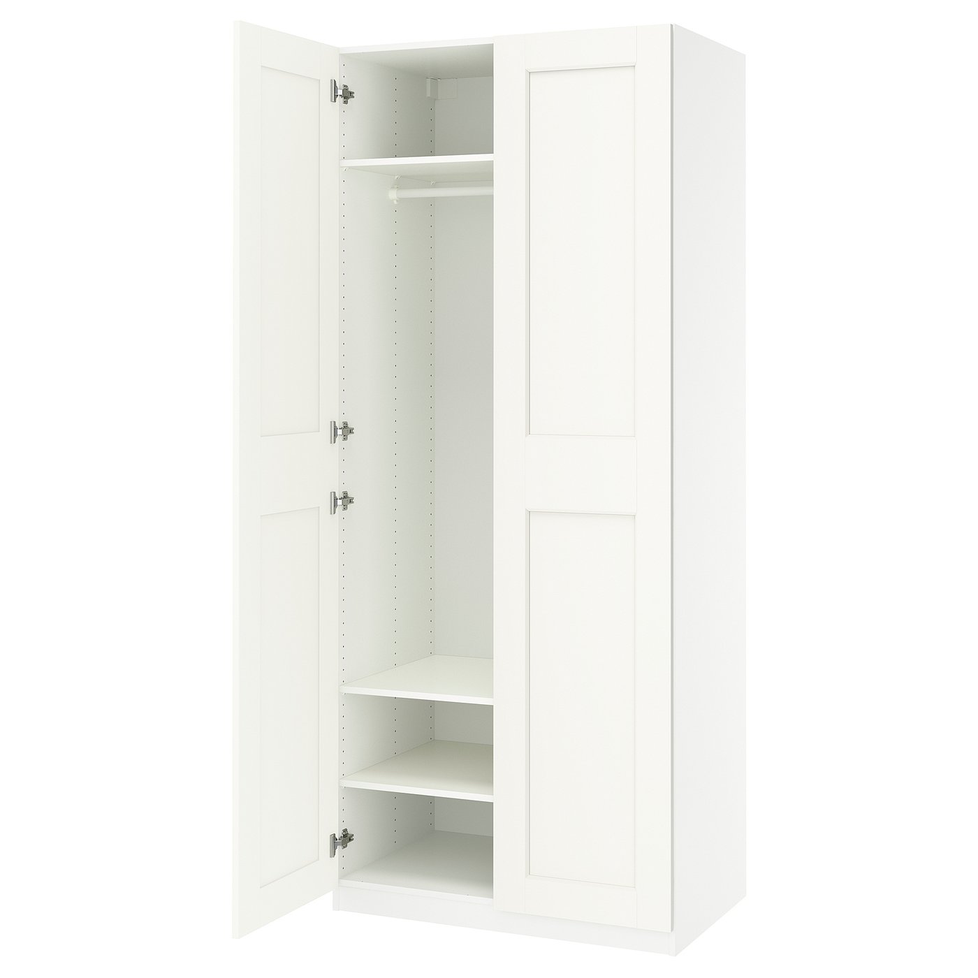 PAX / FORSAND wardrobe combination, white/white, 393/8x235/8x931/8