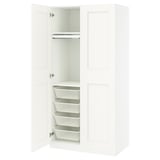 PAX / GRIMO Wardrobe combination, white/white, 39 3/8x23 5/8x79 1/4 "