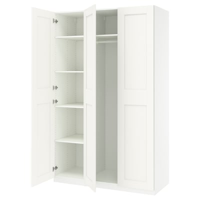 PAX / GRIMO Wardrobe combination, white/white, 59x23 5/8x93 1/8 "