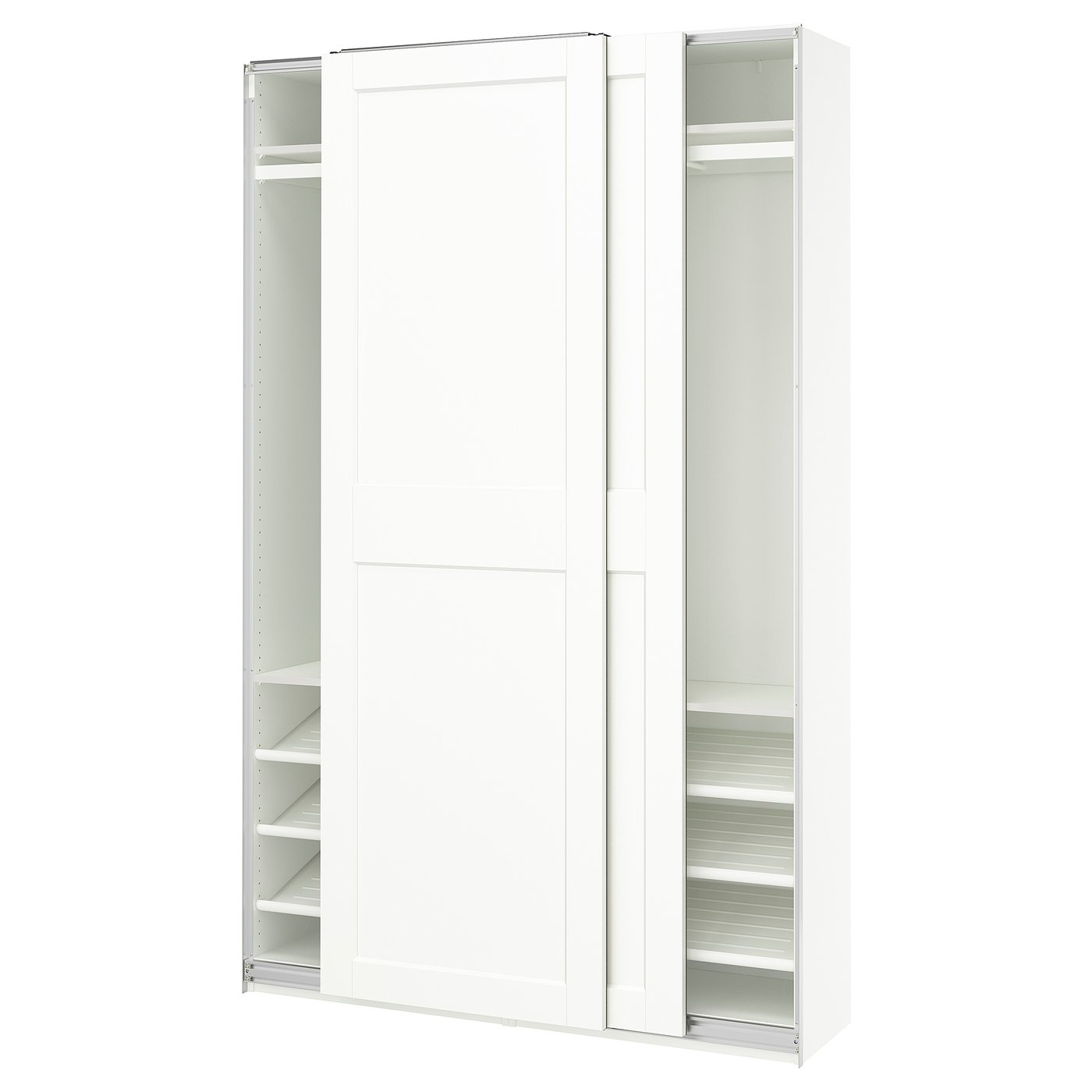 PAX / GRIMO wardrobe with sliding doors, white/white, 59x167/8x931