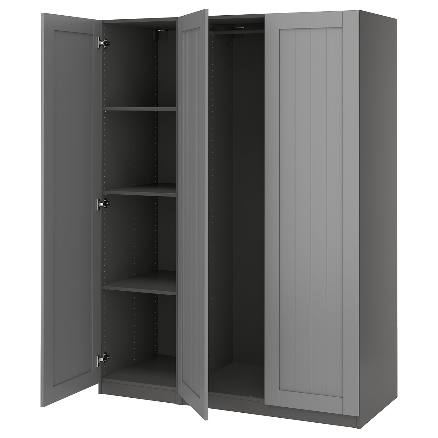 RAKKESTAD wardrobe with 3 doors, black-brown, 461/8x691/4