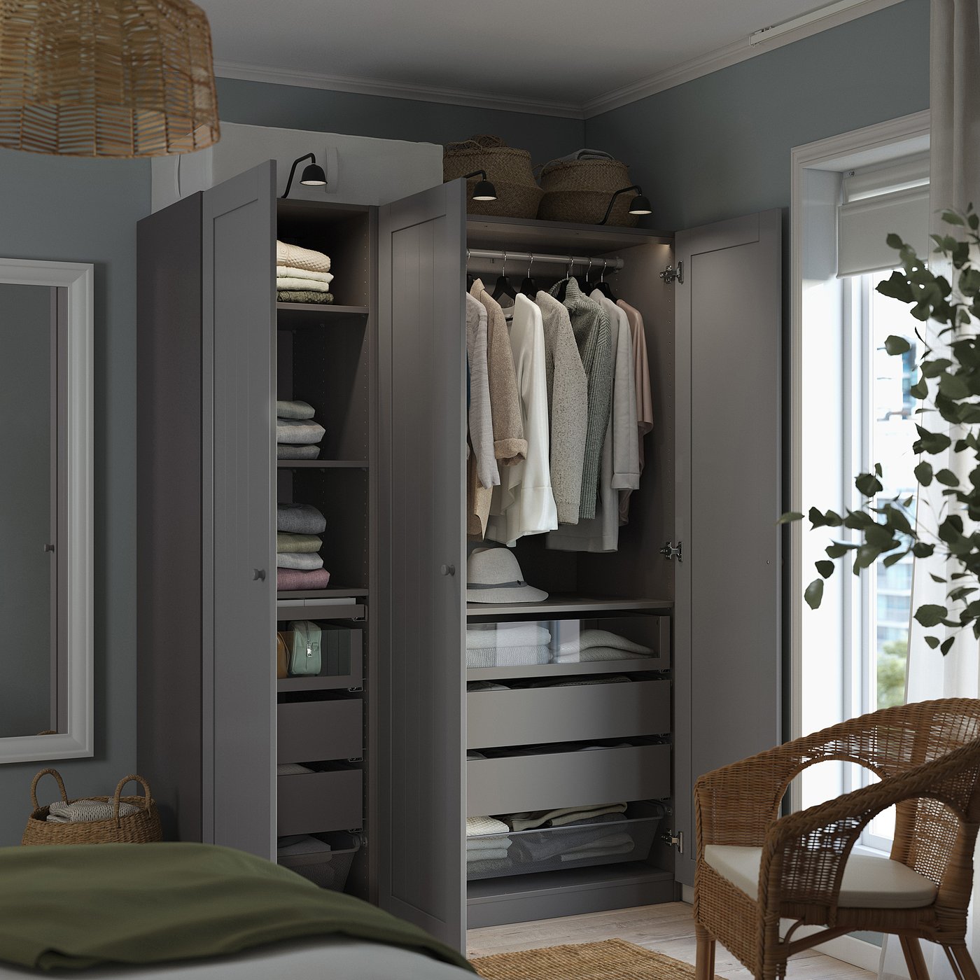 PAX / GULLABERG wardrobe combination, dark gray/gray, 59x235/8x791