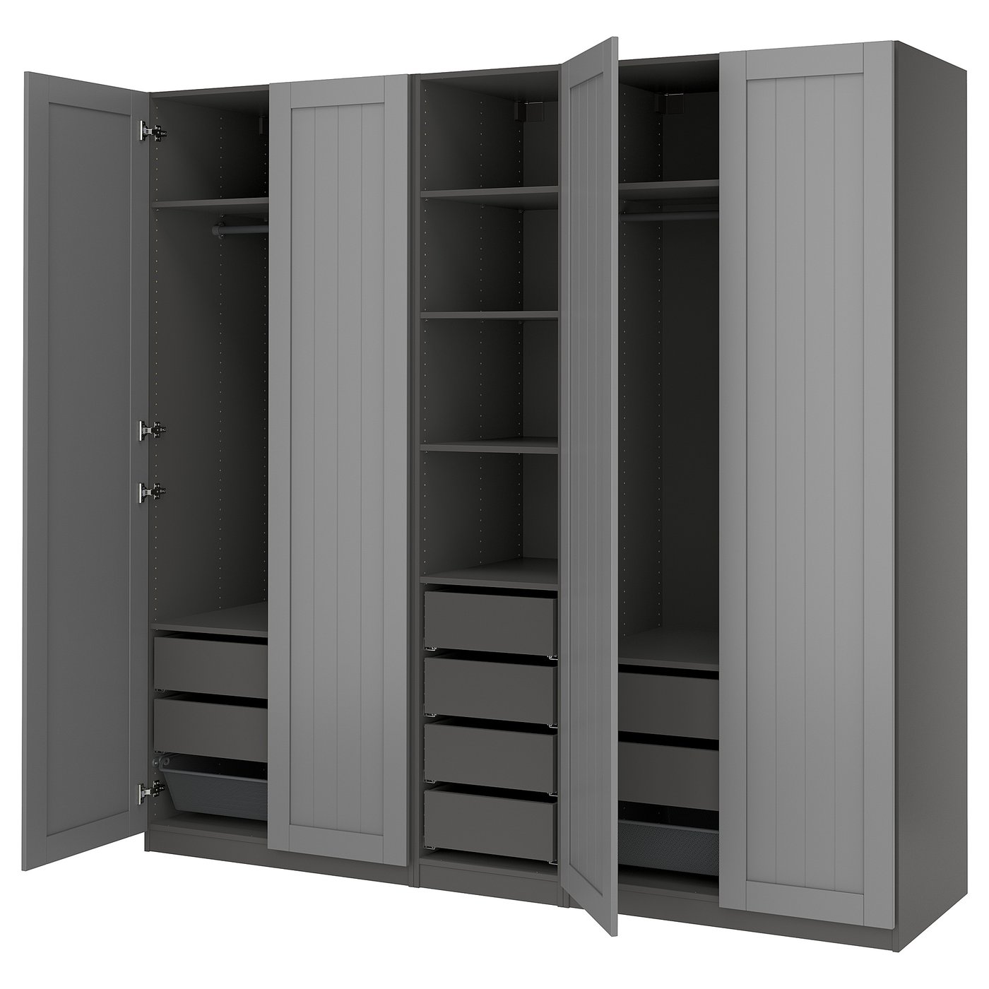 PAX / GULLABERG wardrobe combination, dark gray/gray, 983/8x235