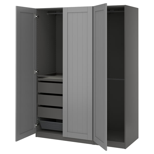 PAX / GULLABERG Wardrobe combination, dark gray/gray, 59x23 5/8x79 1/4 "