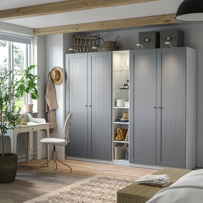 PAX / GULLABERG Wardrobe combination, gray gray/white, 92 1/2x23 5/8x79 1/4 "