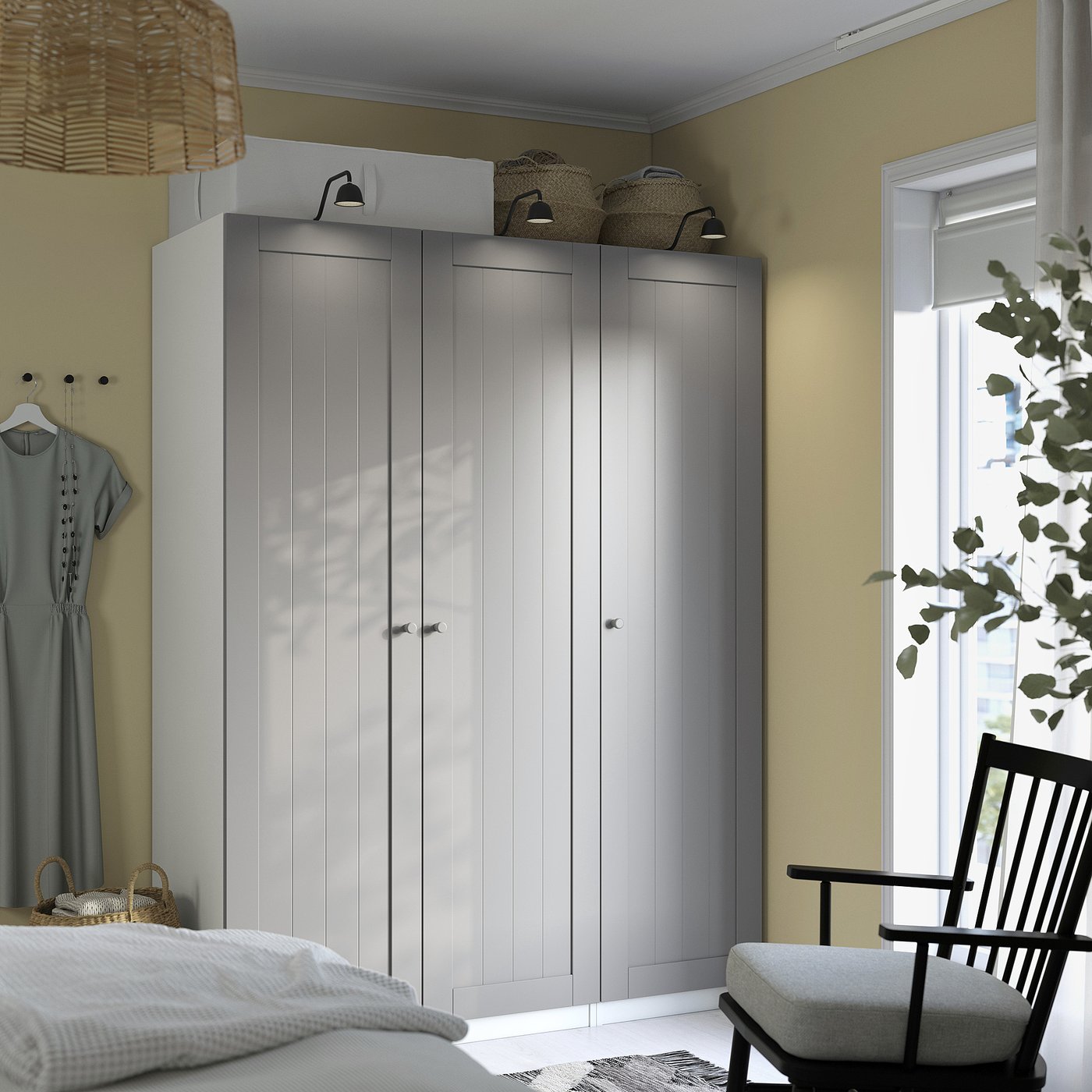 PAX / GULLABERG wardrobe combination, white/gray, 59x235/8x791/4
