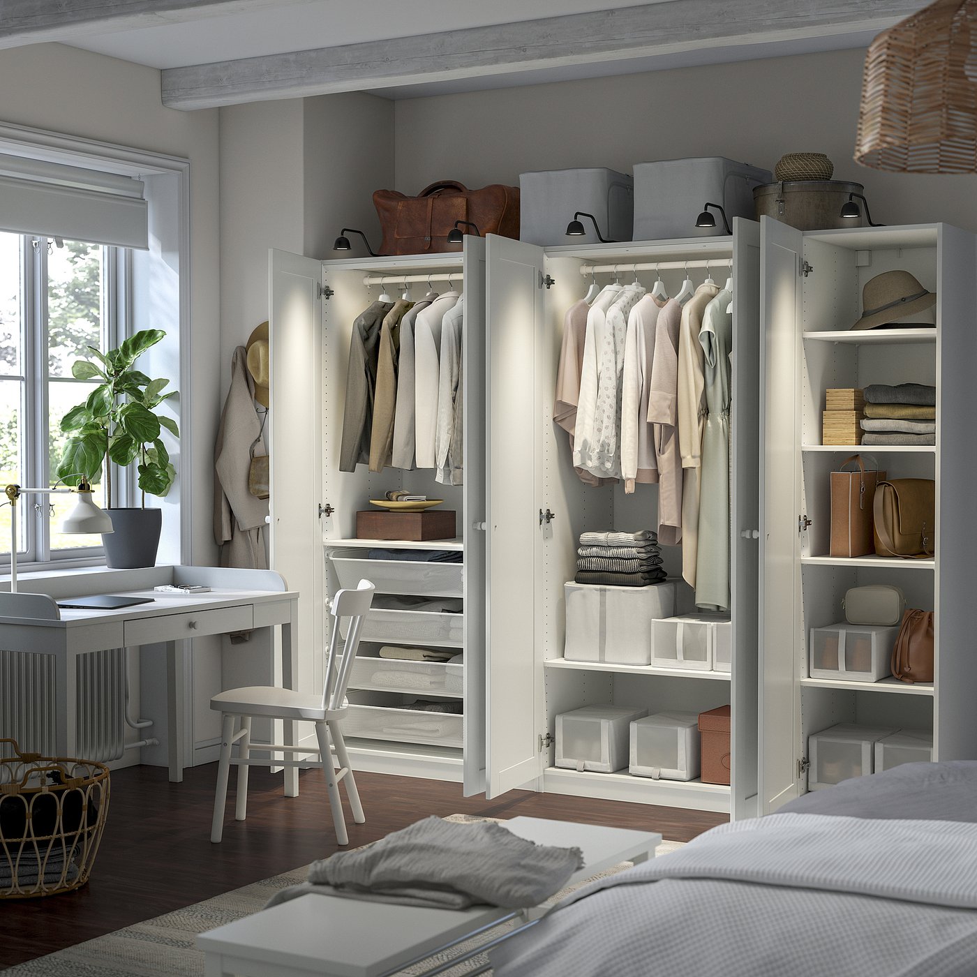 PAX / GULLABERG wardrobe combination, white/white, 983/8x235/8x791