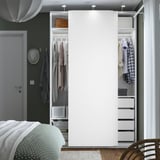 PAX / HASVIK Wardrobe with sliding doors, white/white, 59x26x92 7/8 "