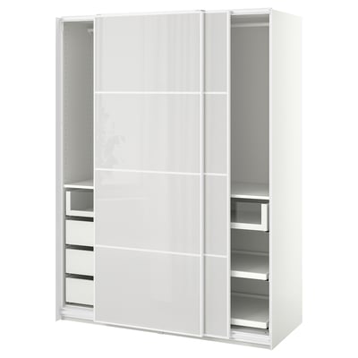 PAX / HOKKSUND Wardrobe combination, white/high gloss light gray, 59x26x79 1/4 "