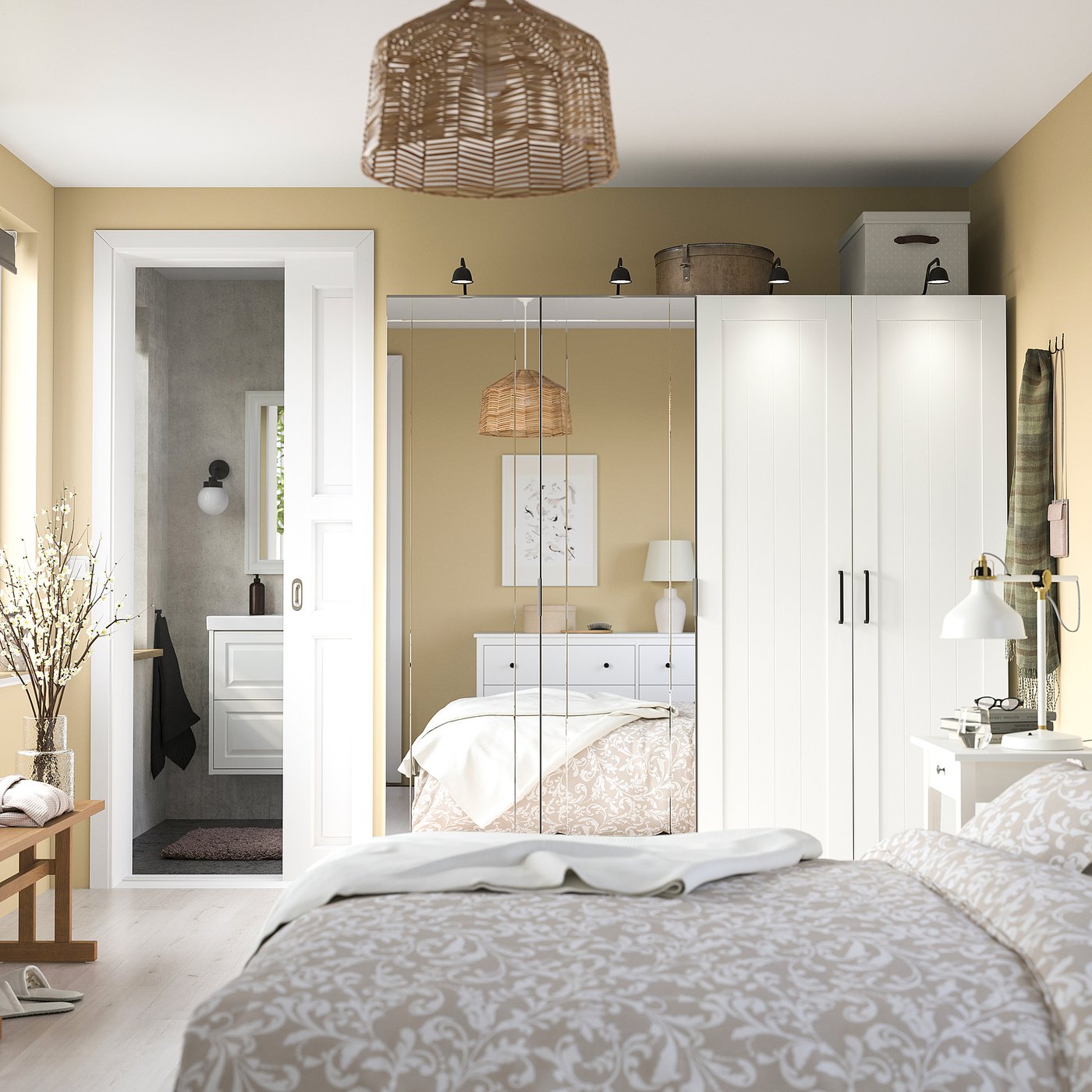 PAX / KAMMARTORP/GULLABERG wardrobe combination, white mirror