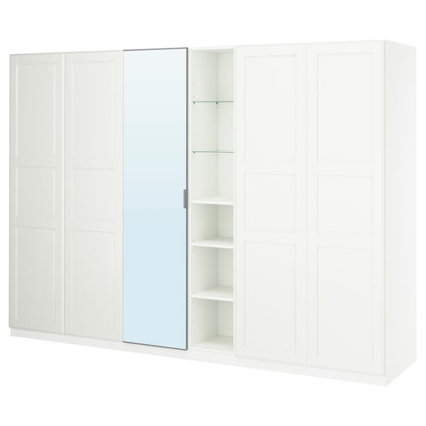 PAX / KAMMARTORP/TYSSEDAL Wardrobe combination, white mirror glass/gray white, 112 1/4x23 5/8x79 1/4 "