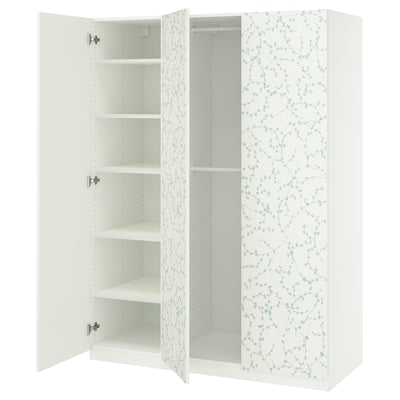PAX / LINNABERG Wardrobe combination, white/patterned, 59x22 7/8x79 1/8 "