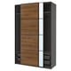 PAX / MEHAMN/AULI Wardrobe with sliding doors, dark gray black/walnut mirror glass, 59x26x92 7/8 "