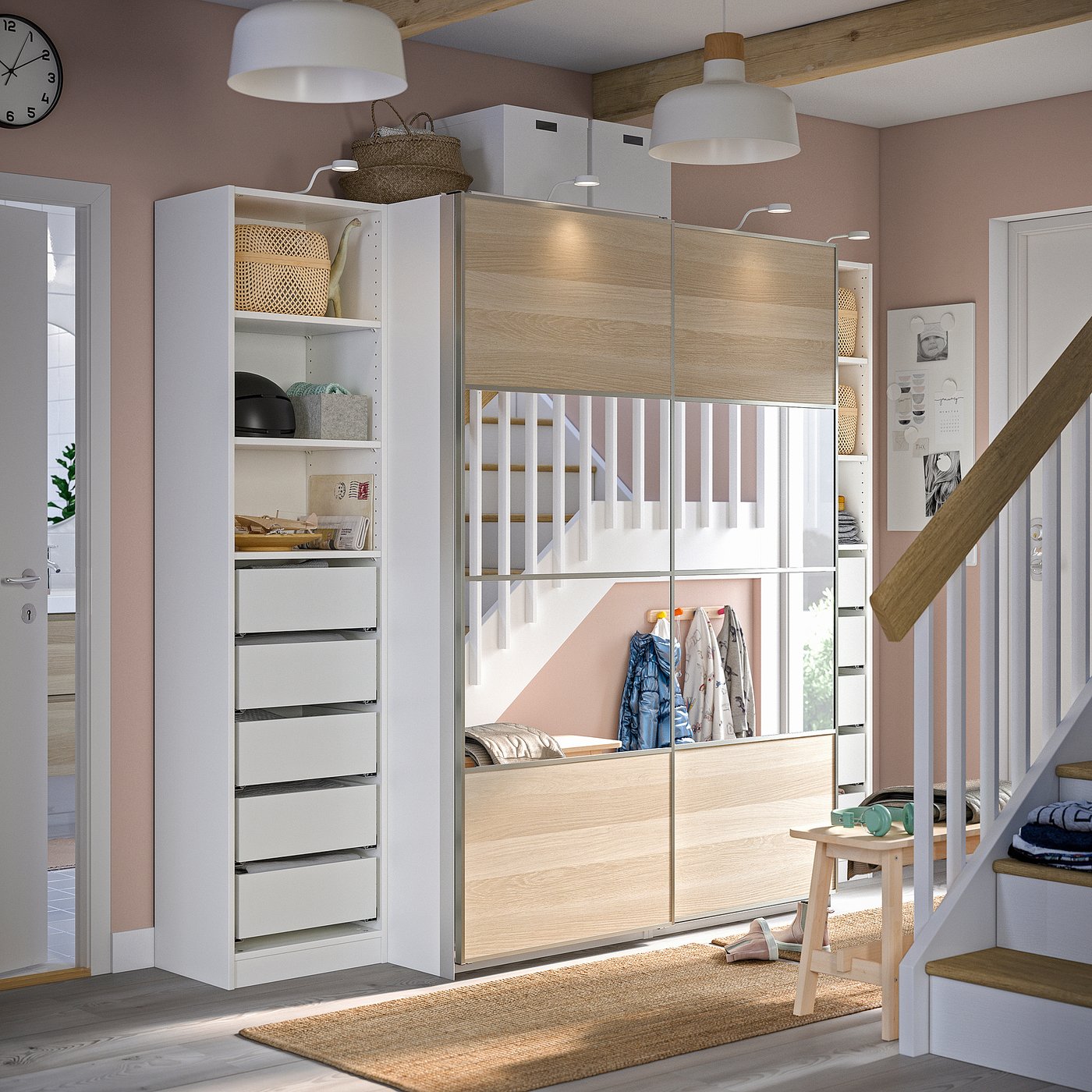 PAX / MEHAMN/AULI wardrobe with sliding doors, white double sided