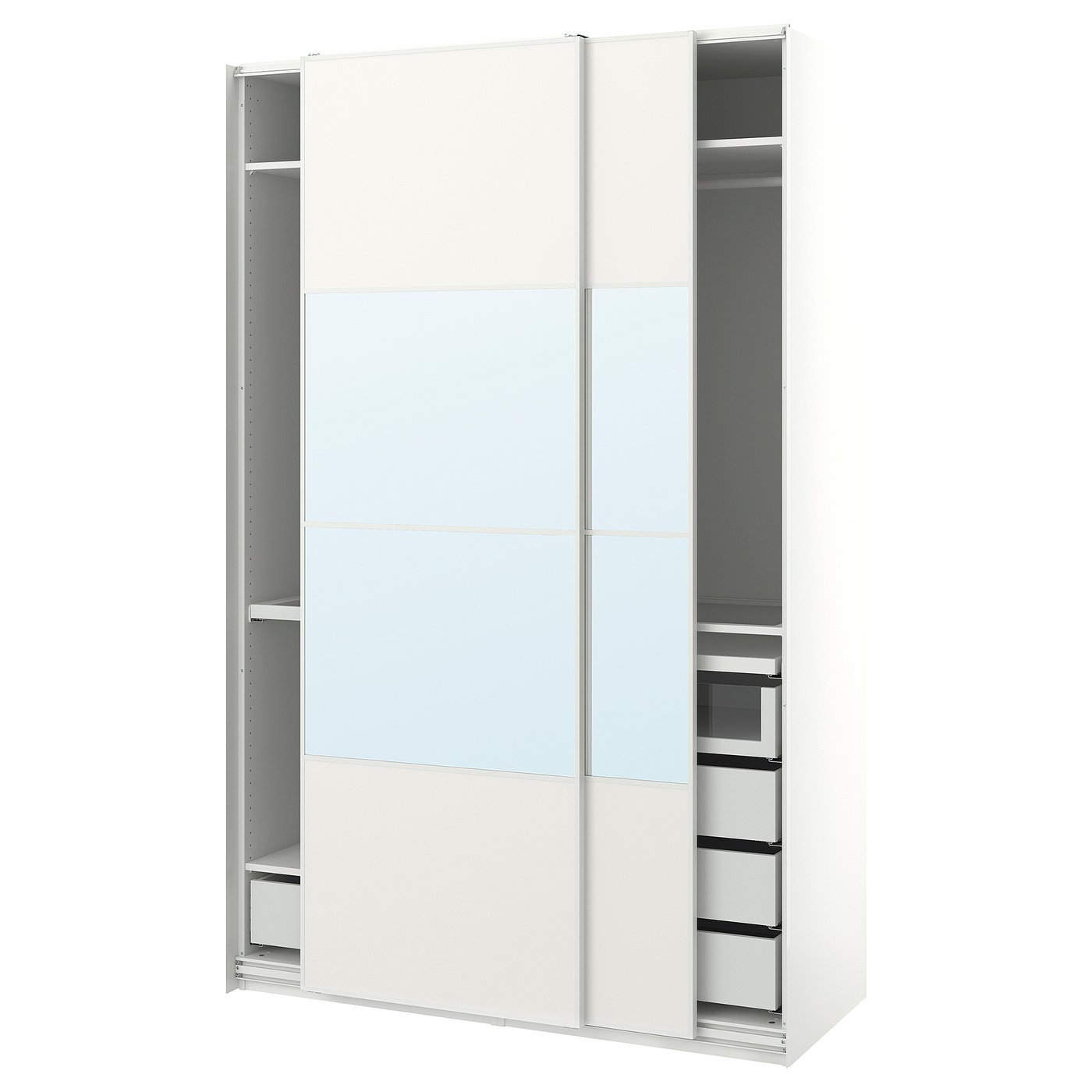 PAX / MEHAMN/AULI wardrobe with sliding doors, white/mirror glass