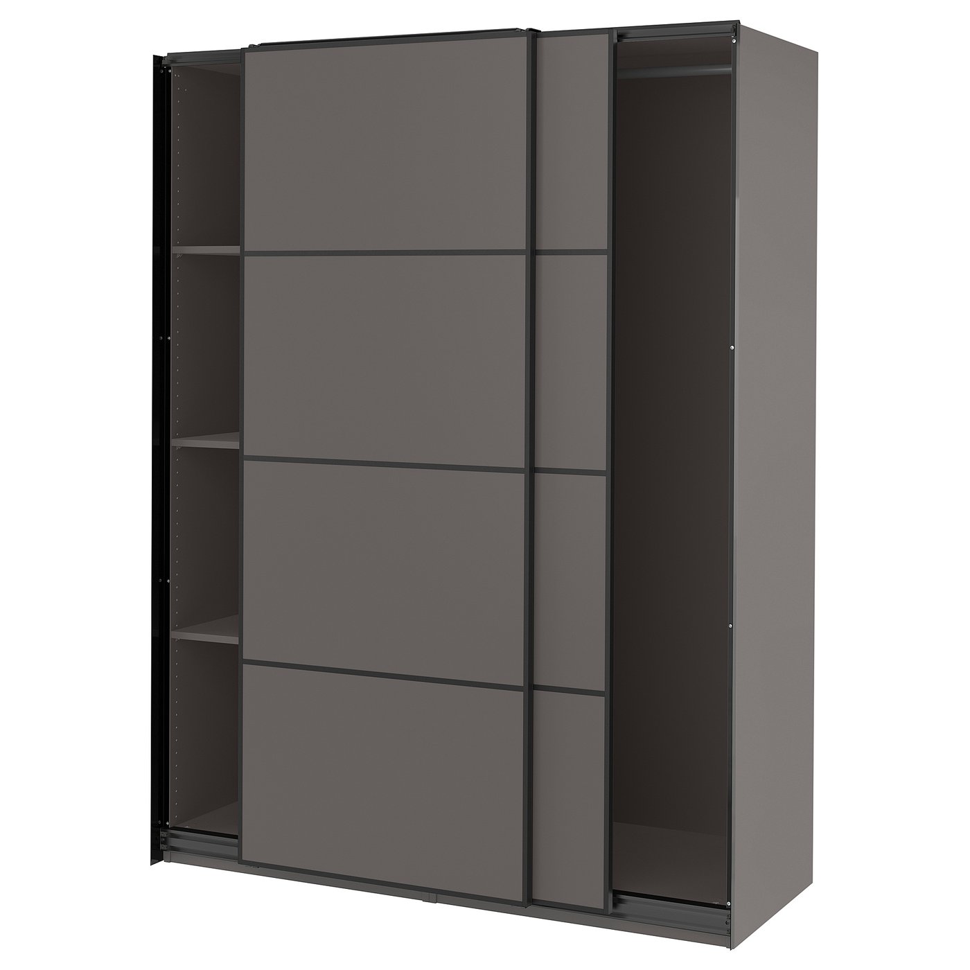 PAX / MEHAMN wardrobe, dark gray/double sided dark gray, 59x26x791