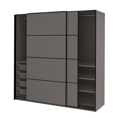 PAX / MEHAMN Wardrobe, dark gray/double sided dark gray, 78 3/4x26x79 1/4 "
