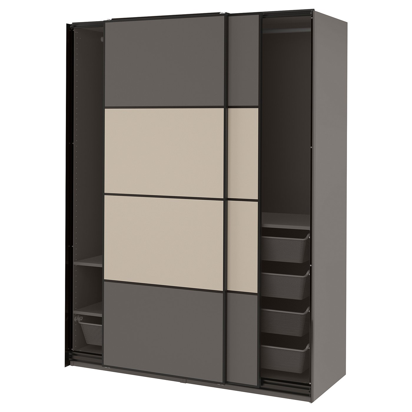 Wardrobe, Double Sided Dark Gray/Gray-Beige