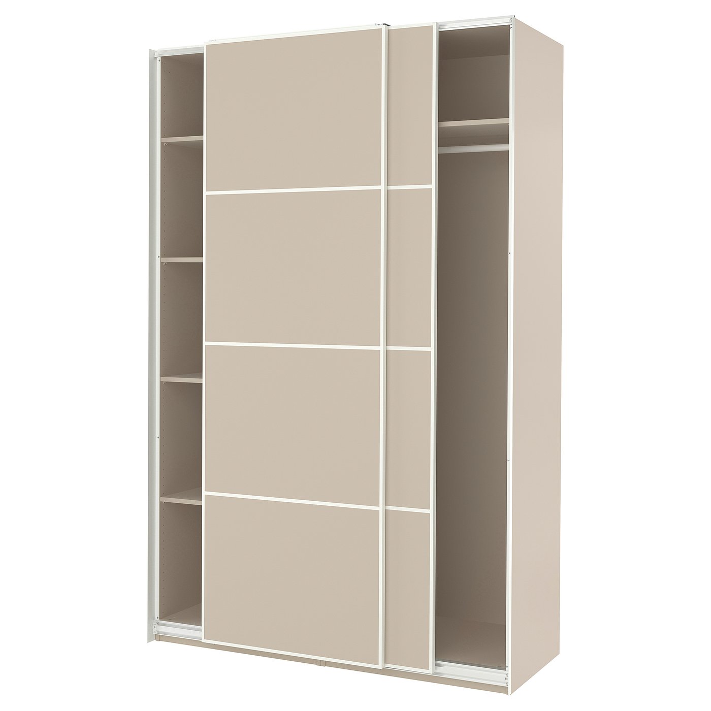 IKEA - ミホ PAX / MEHAMN wardrobe, gray-beige/double sided gray-beige