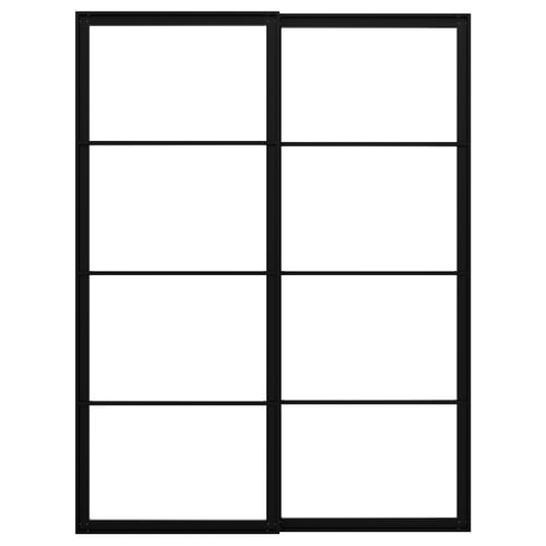 A black PAX wardrobe frame for sliding doors, rectangular and minimalist in design.
