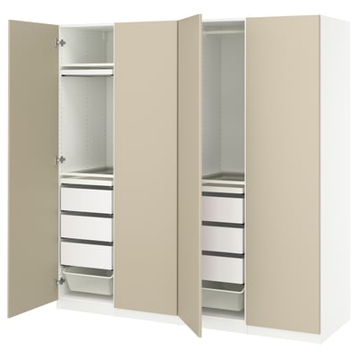 PAX / REINSVOLL Wardrobe combination, white/gray-beige, 78 3/4x23 5/8x79 1/4 "