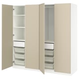 PAX / REINSVOLL Wardrobe combination, white/gray-beige, 78 3/4x23 5/8x79 1/4 "