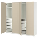 PAX / REINSVOLL Wardrobe combination, white/gray-beige, 78 3/4x23 5/8x79 1/4 "