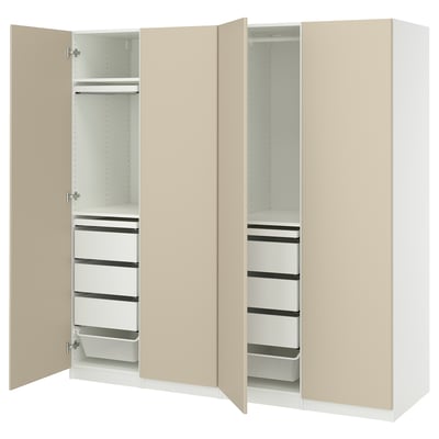 PAX / REINSVOLL Wardrobe combination, white/gray-beige, 78 3/4x23 5/8x79 1/4 "