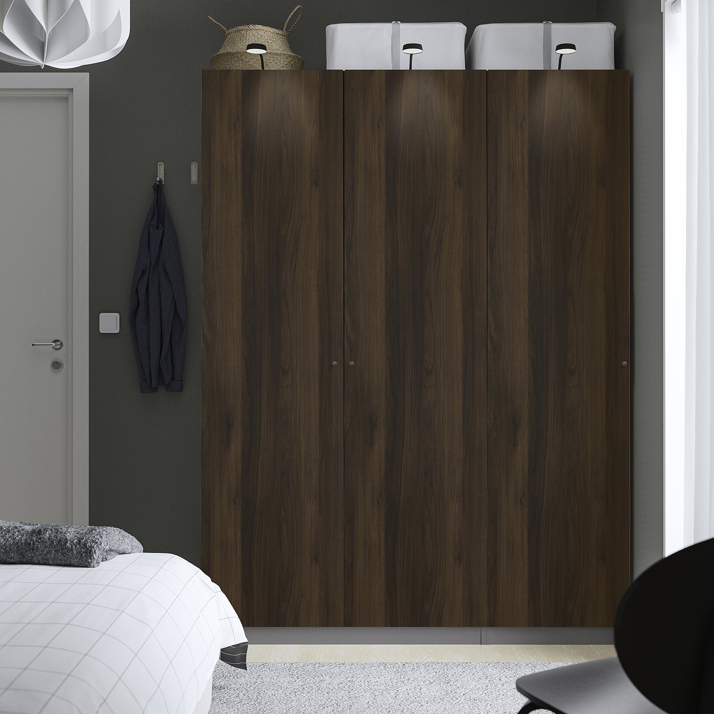 Wardrobe combination, dark gray/dark brown stained oak effect 2