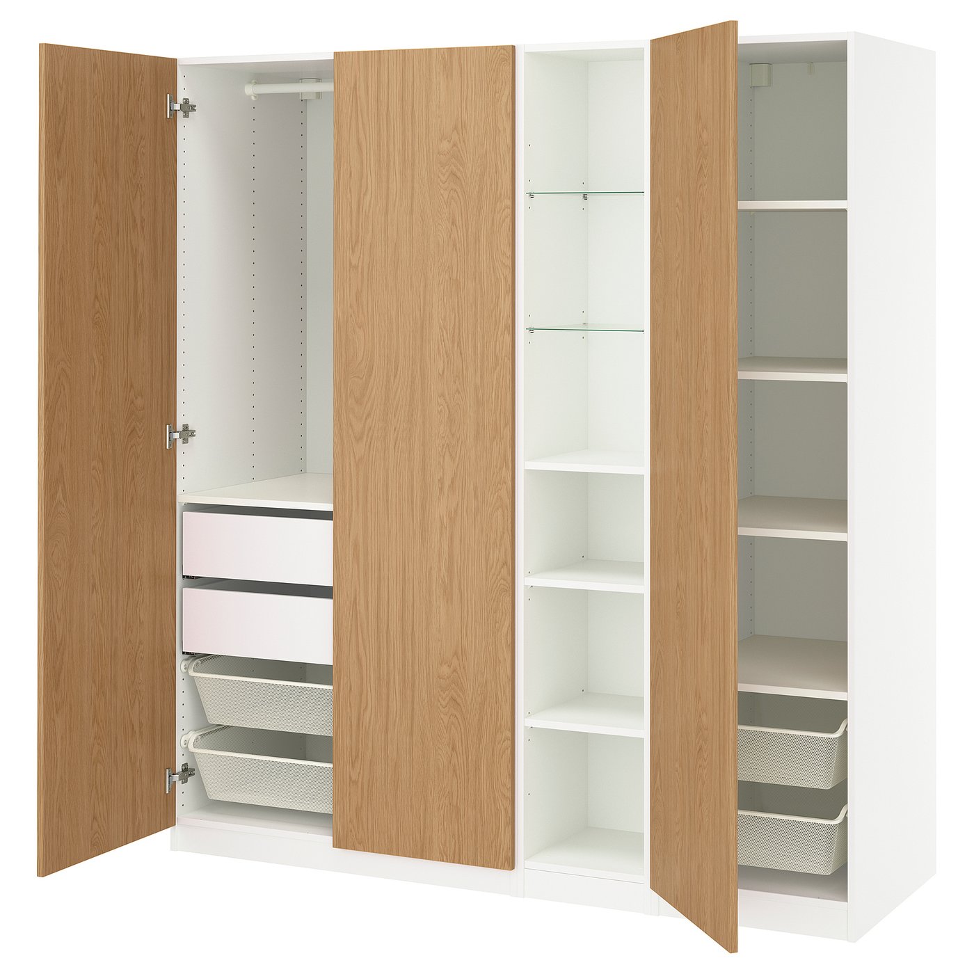 PAX / STORKLINTA wardrobe combination, white oak effect/white, 727