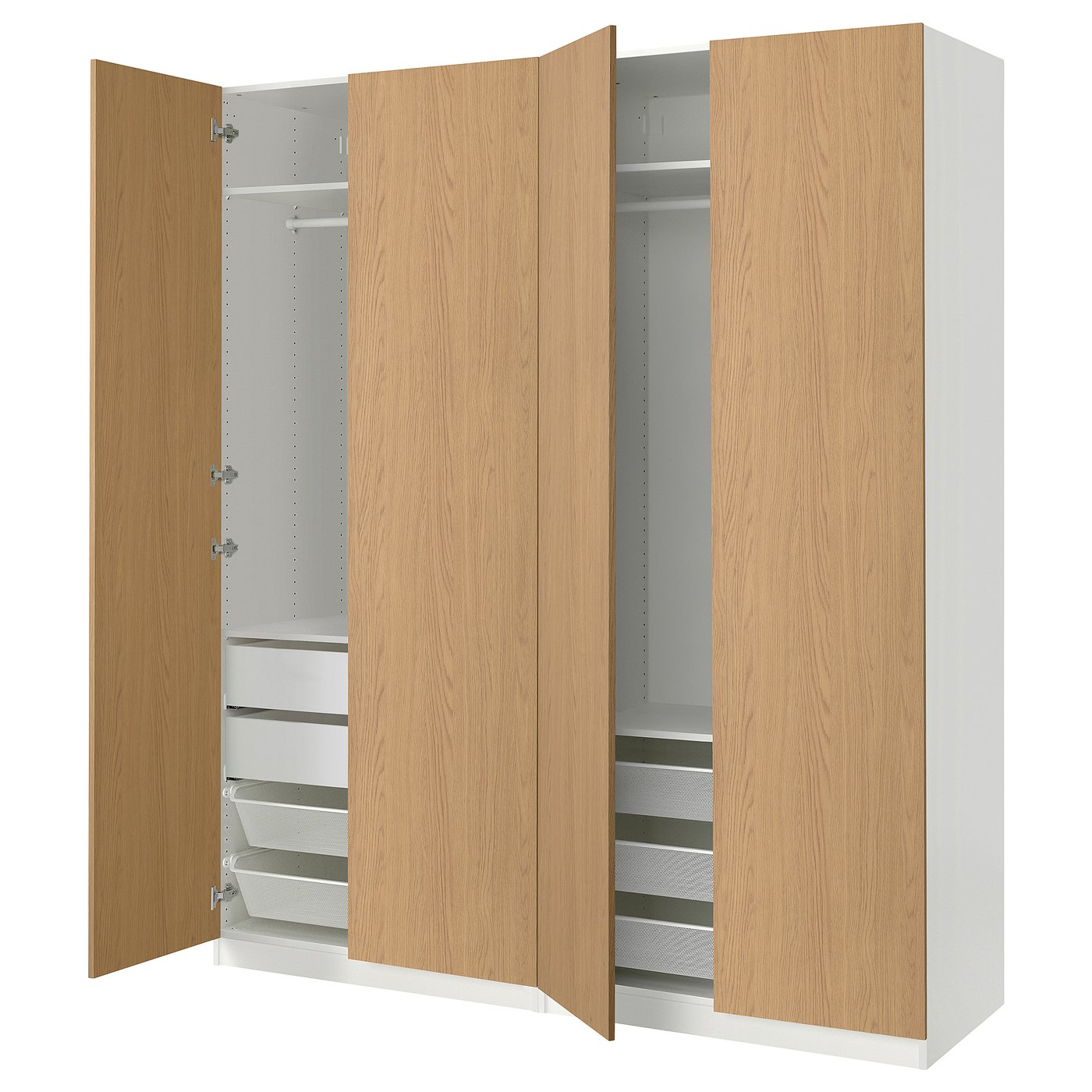 PAX / STORKLINTA wardrobe combination, white/oak effect, 783