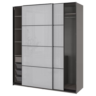 PAX / SVARTISDAL Wardrobe combination, dark gray/white paper effect, 78 3/4x26x93 1/8 "